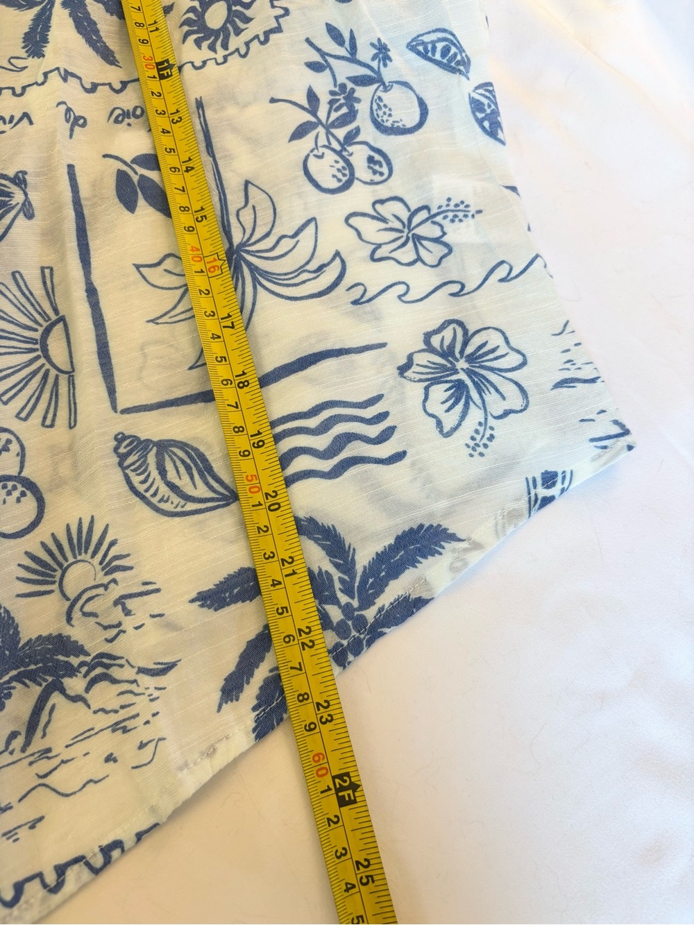 Zac & Rachel White linen blend Shirt with Blue Tropical Print XL - Picture 4 of 8